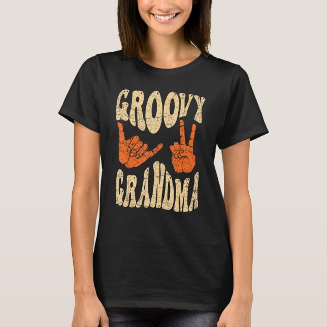 Groovy Grandma 70s Aesthetic Nostalgia 1970's Retr T-Shirt (Front)