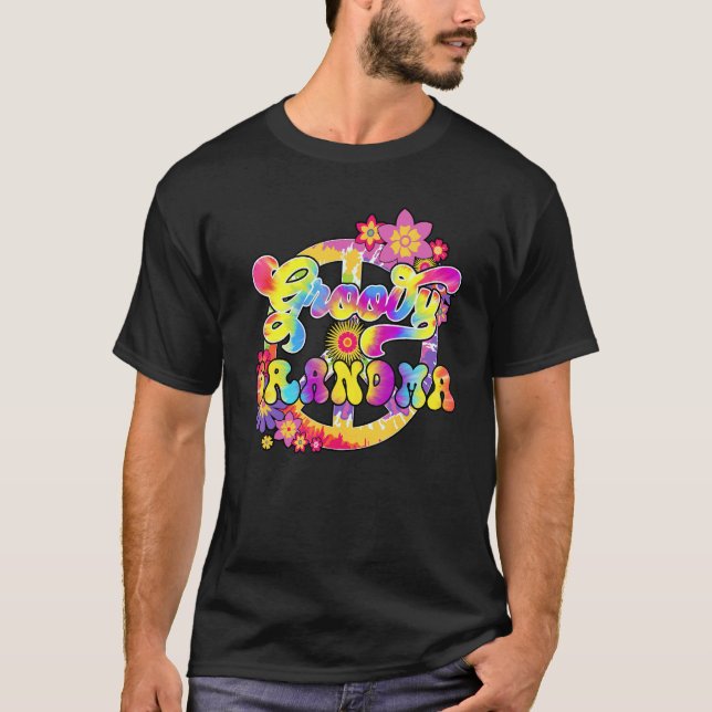 Groovy Grandma Matching Family Baby Shower Hippie  T-Shirt (Front)