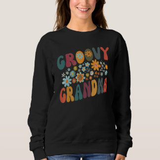 Groovy Grandma Retro Colorful Flowers Grandmother Sweatshirt