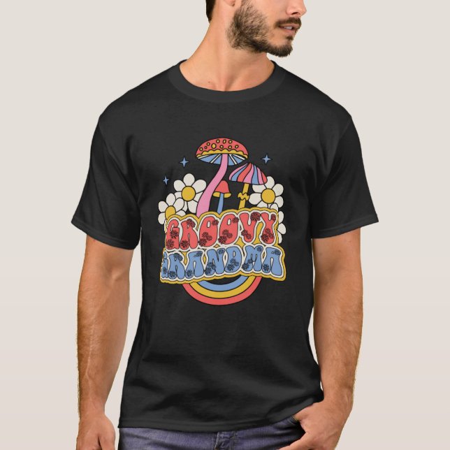 Groovy Grandma Retro Colorful Flowers  Mother's Da T-Shirt (Front)