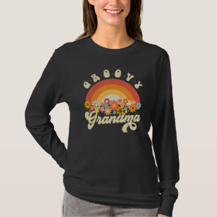 Groovy Grandma Retro Rainbow Colorful Flowers Desi T-Shirt