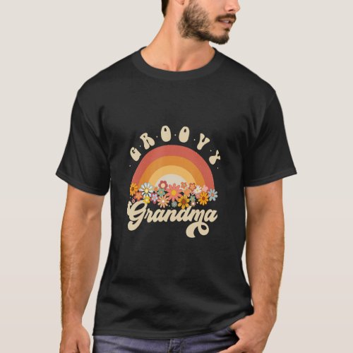 Groovy Grandma Retro Rainbow Colorful Flowers Desi T_Shirt