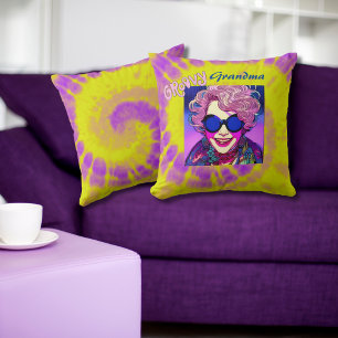 Groovy Grandma Retro Tie Dye Vintage Hippie Throw Pillow