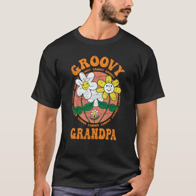Groovy Grandpa 70s Aesthetic Nostalgia 1970's Retr T-Shirt (Front)