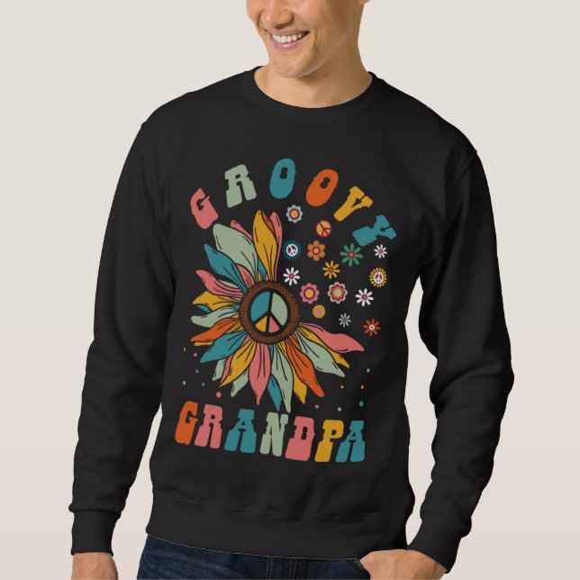 Groovy Grandpa Hippie Peace Sign Tie Dye Father's  Sweatshirt (Front)