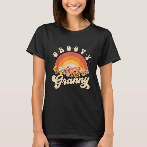 Groovy Granny Retro  Rainbow Colorful Flowers Gran T_Shirt
