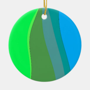 Groovy Green And Blue Abstract Art 305 Ceramic Ornament