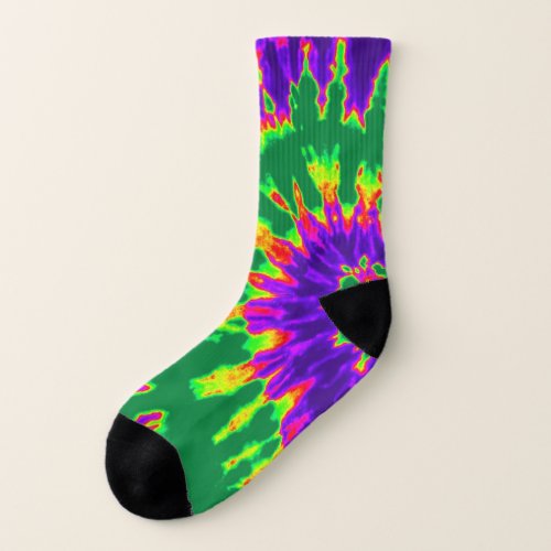 Groovy Green and Purple Spiral Tie Dye Socks