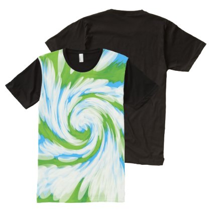 Groovy Green Blue Tie Dye Swirl All-Over-Print Shirt