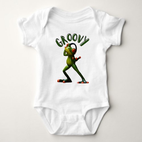 Groovy Green Frog Baby Bodysuit