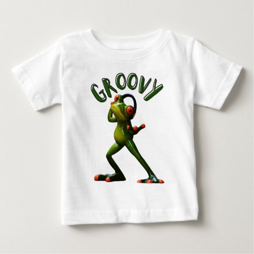 Groovy Green Frog Baby T_Shirt