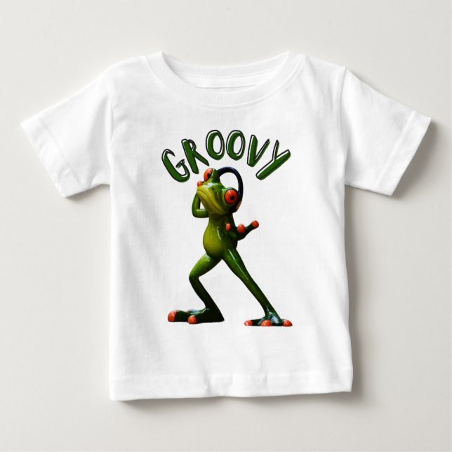 Groovy Green Frog Baby T-Shirt (Front)