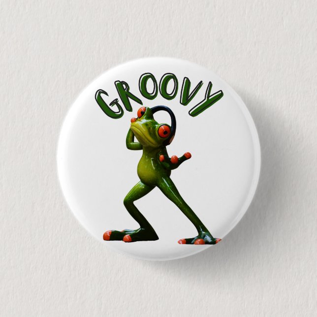 Groovy Green Frog Button (Front)