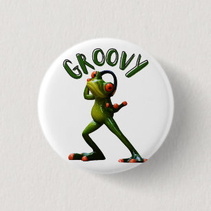 Groovy Green Frog Button