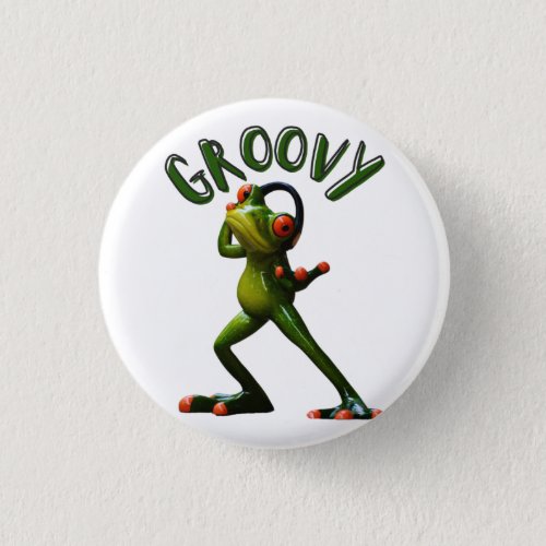 Groovy Green Frog Button
