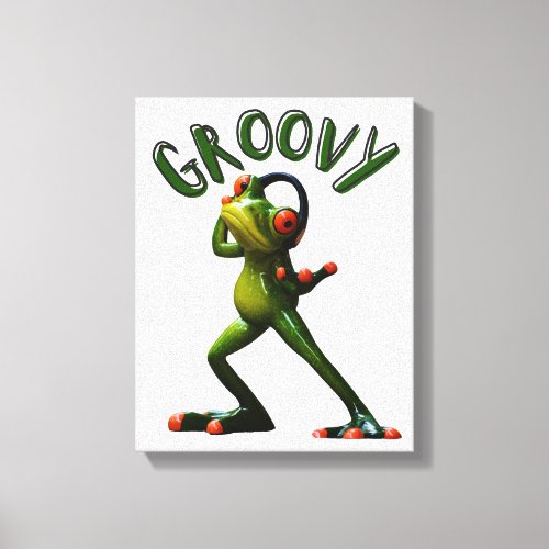 Groovy Green Frog Canvas Print