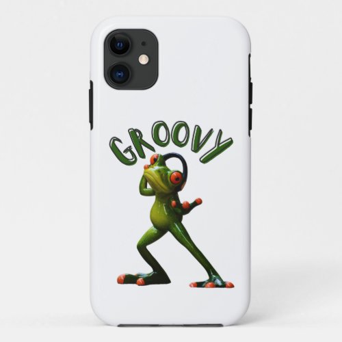 Groovy Green Frog iPhone 11 Case