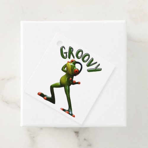 Groovy Green Frog Favor Tags
