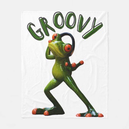 Groovy Green Frog Fleece Blanket