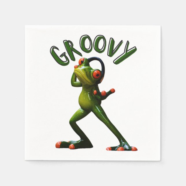 Groovy Green Frog Napkins (Front)