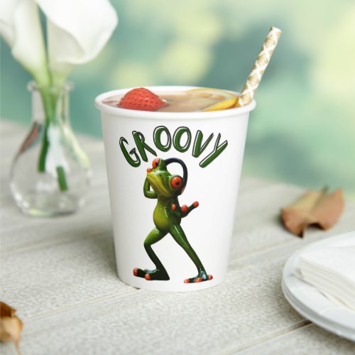 Groovy Green Frog Paper Cups