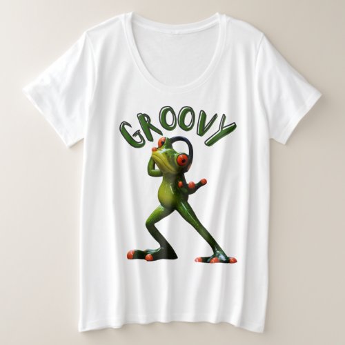 Groovy Green Frog Plus Size T_Shirt