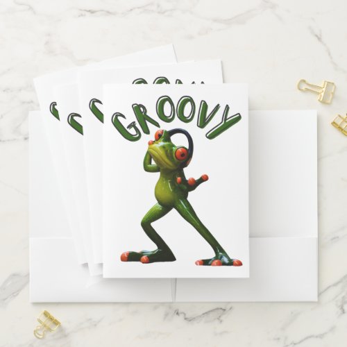 Groovy Green Frog Pocket Folder