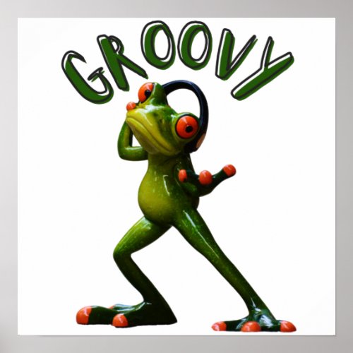 Groovy Green Frog Poster