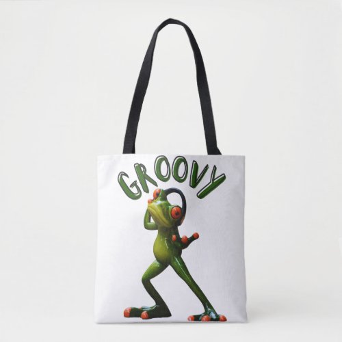 Groovy Green Frog Tote Bag