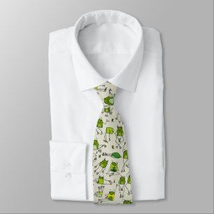 Groovy Green Frogs Hoppin Stick Frog Ribbit Neck Tie
