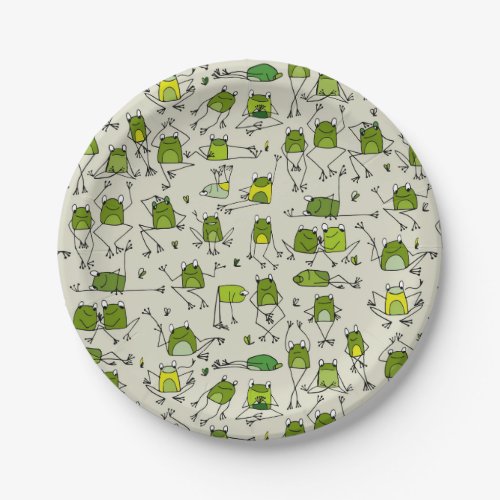 Groovy Green Frogs Hoppin Stick Frog Ribbit Paper Plates