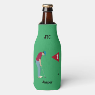 Groovy Green Golfer Themed Bottle Cooler