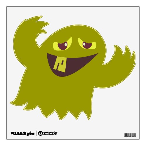 Groovy Green Monster Funny Face Design Wall Sticker