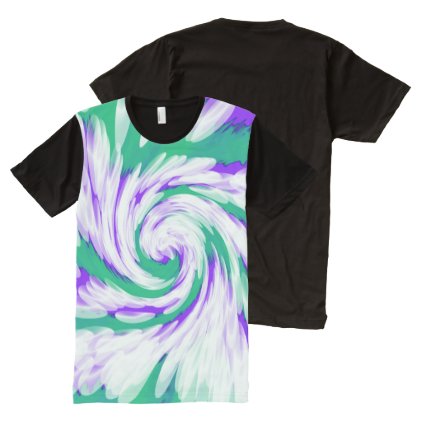 Groovy Green Purple Tie Dye Swirl All-Over-Print Shirt