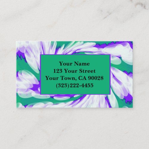 Groovy Green Purple Tie Dye Swirl Business Card