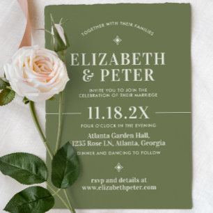 Groovy Green Retro 70s Wedding Invitation