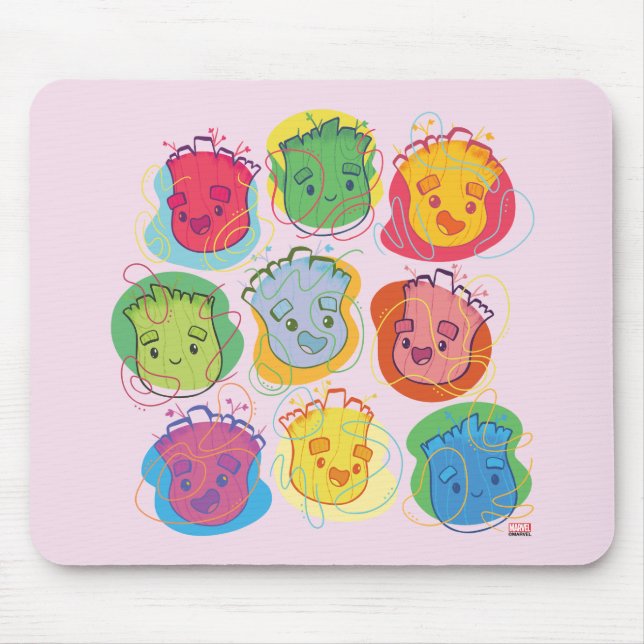 Groovy Groot Faces Mouse Pad (Front)