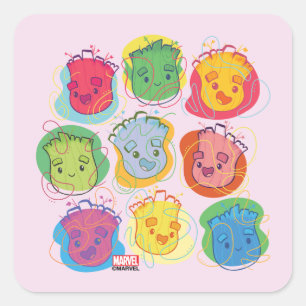 Groovy Groot Faces Square Sticker