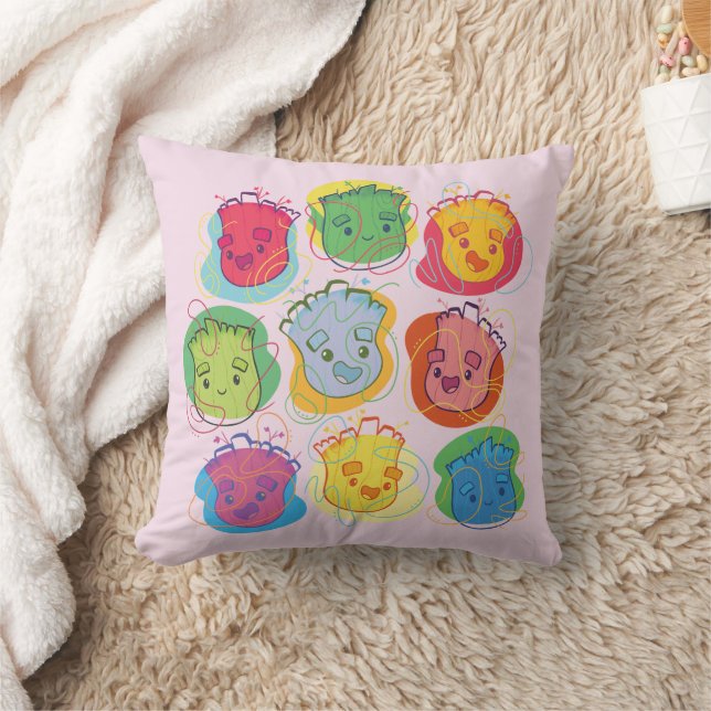 Groovy Groot Faces Throw Pillow (Blanket)