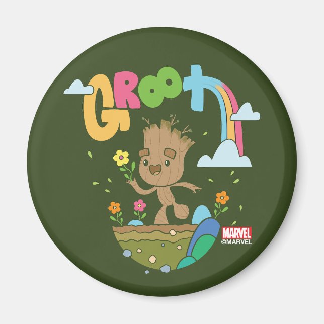 Groovy Groot Flowers and Rainbow Magnet (Front)
