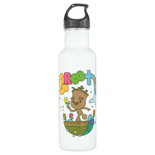 Groovy Groot Flowers and Rainbow Stainless Steel Water Bottle