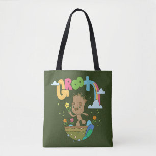 Groovy Groot Flowers and Rainbow Tote Bag