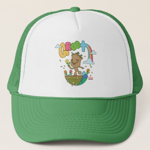 Groovy Groot Flowers and Rainbow Trucker Hat