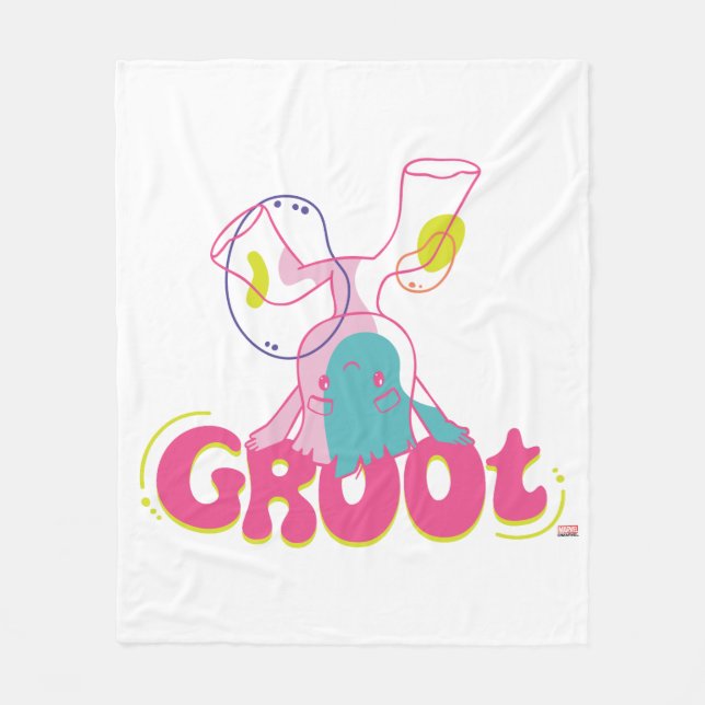 Groovy Groot Headstand Fleece Blanket (Front)