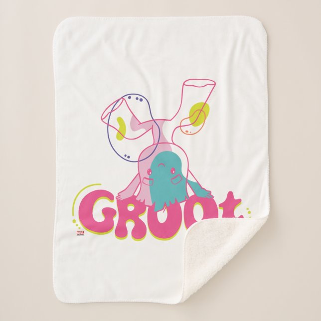 Groovy Groot Headstand Sherpa Blanket (Front)