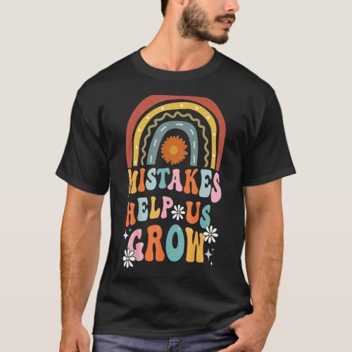 Groovy Growth Mindset Positive Retro Teacher Back  T-Shirt