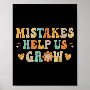 Groovy Growth Mindset Positive Retro Teachers Back Poster