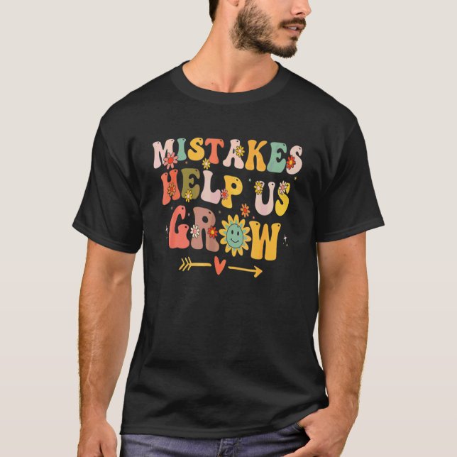 Groovy Growth Mindset Positive Retro Teachers Back T-Shirt (Front)