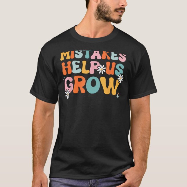 Groovy Growth Positive Retro Teachers Back To Scho T-Shirt (Front)
