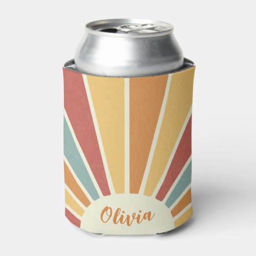 Groovy grunge retro style sunshine design can cooler